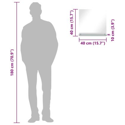 Стенно огледало с рафт, 40x40 см, закалено стъкло