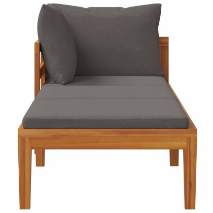 Шезлонг с 1 подлакътник, тъмносив, акациево дърво масив