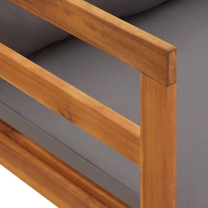 Шезлонг с 1 подлакътник, тъмносив, акациево дърво масив