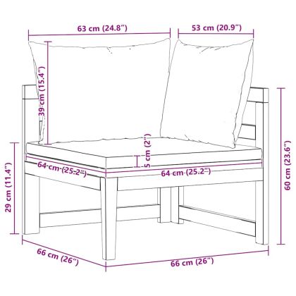 Ъглов диван с тъмносиви възглавници, акациево дърво масив
