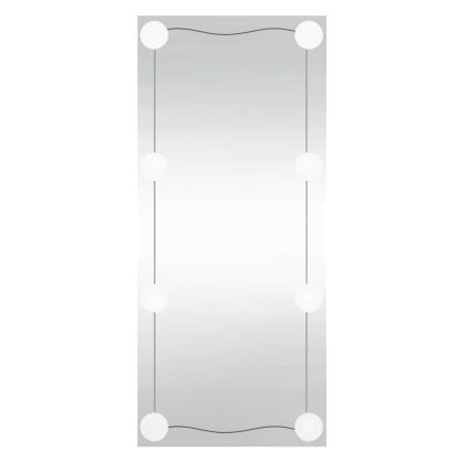 Стенно огледало с LED лампи 30x80 см стъкло правоъгълно