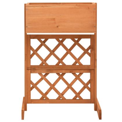 Градински плантер с решетка, оранжев, 45x30x74 см, чам масив