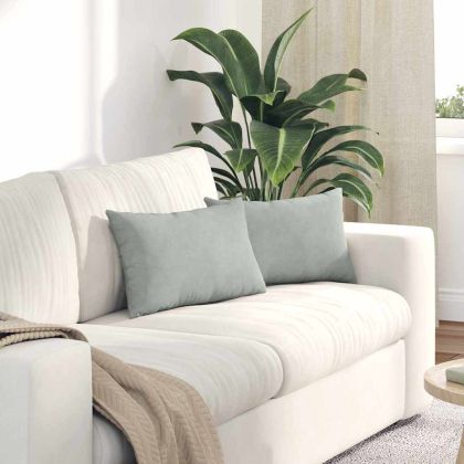 Диван възглавници 2 pcs Светлосиво 50 x 30 cm Кордюрова тъкан
