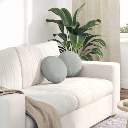 Възглавници за седалки 2 pcs Светлосиво Ø 40 x 13 см Кадифе