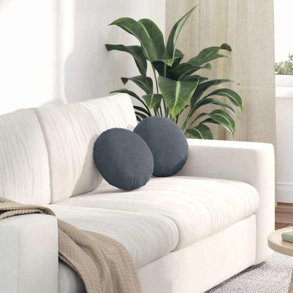 Възглавници за седалки 2 pcs Тъмен сив Ø 40 x 13 см Кадифе