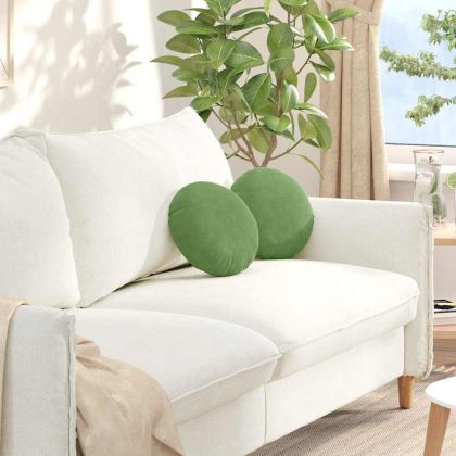 Възглавници за седалки 2 pcs Светло зелено Ø 40 x 13 см Кадифе