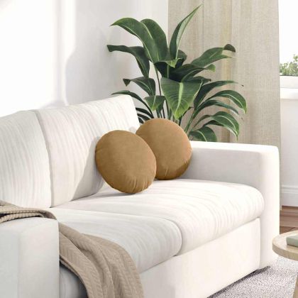 Възглавници за седалки 2 pcs Кафяво Ø 40 x 13 см Кадифе