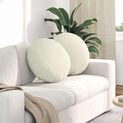 Възглавници за седалки 2 pcs Крем Ø 40 x 13 см Кадифе