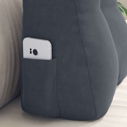 Възглавница за гръб Тъмен сив 45 x 24 x 50 см Кадифе