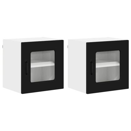 Кухненски шкаф 2 pcs Черно 40 x 31 x 40 см Инженерно дърво