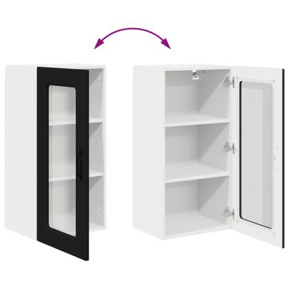 Кухненски шкаф 2 pcs Черно 40 x 31 x 80 см Инженерно дърво