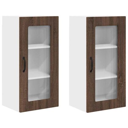 Кухненски шкаф 2 pcs Кафяв дъб 40 x 31 x 80 см Инженерно дърво