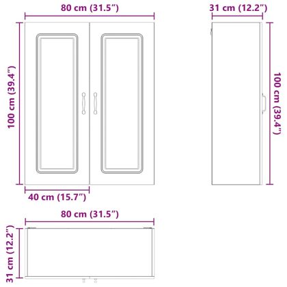 Кухненски шкаф Циментено сиво 80 x 31 x 100 см Инженерно дърво