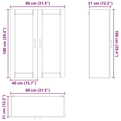 Кухненски шкаф с рафт Черно 80 x 31 x 100 см Инженерно дърво