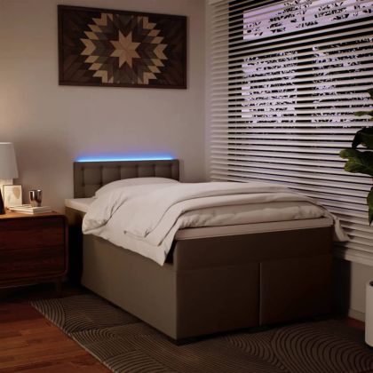 Боксспринг легло с матрак, капучино, 120x200см, изкуствена кожа