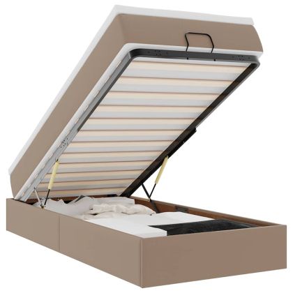 Османска легло с матрак, капучино, 90x200 см, изкуствена кожа