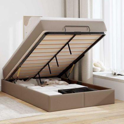 Османска легло с матрак, капучино, 120x200 см, изкуствена кожа