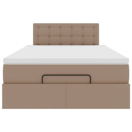 Османска легло с матраци&LED капучино 120x200см изкуствена кожа