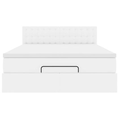 Османска легло с матраци&LED, бяло, 140x190 см, изкуствена кожа