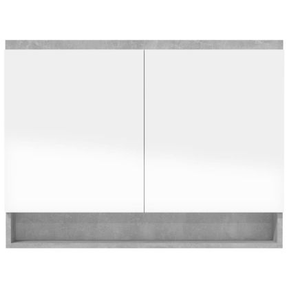 Шкаф с огледало за баня, 80x15x60 см, МДФ, бетонно сиво