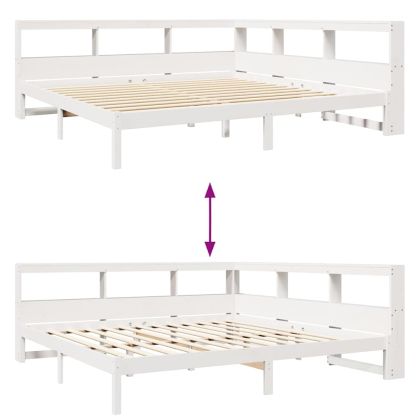 Легло с етажерка за книги, без матрак, 180x200 см, бор масив