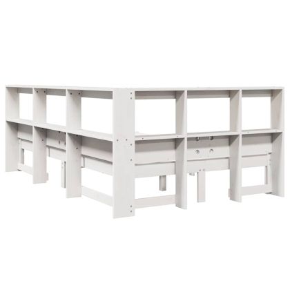 Легло с етажерка за книги, без матрак, 120x200 см, бор масив