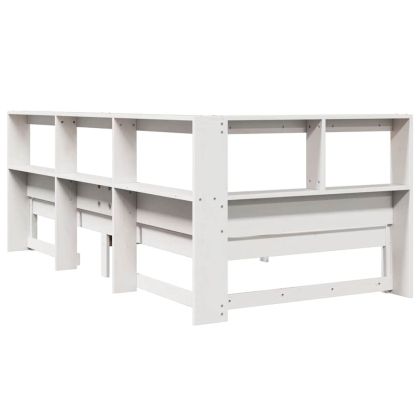 Легло с етажерка за книги, без матрак, 90x200 см, бор масив