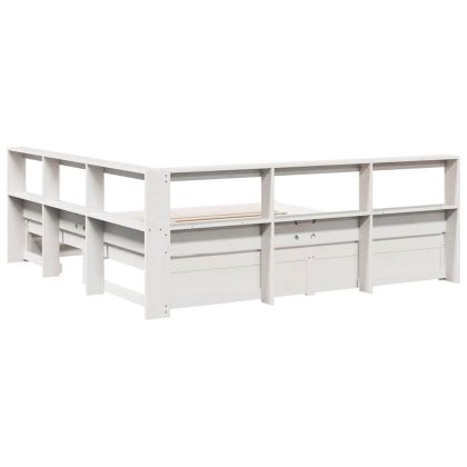 Легло с етажерка за книги, без матрак, 140x200 см, бор масив