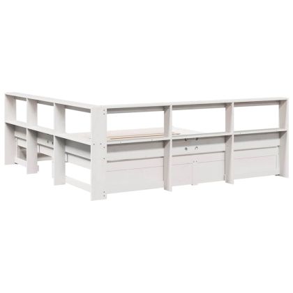 Легло с етажерка за книги, без матрак, 140x190 см, бор масив