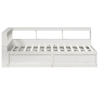 Легло с етажерка за книги, без матрак, 140x190 см, бор масив