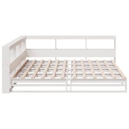 Легло с етажерка за книги, без матрак, 180x200 см, бор масив