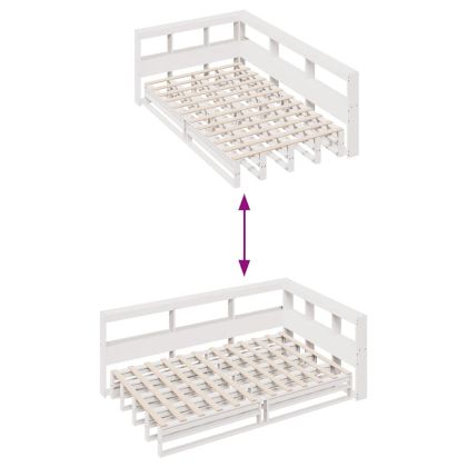 Легло с етажерка за книги, без матрак, 120x200 см, бор масив