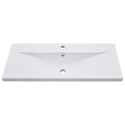 Комплект мебели за баня от 5 части бетонно сив инженерно дърво