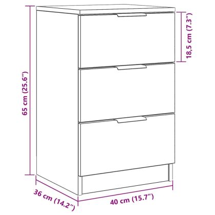 Нощен шкаф 2 pcs Черен дъб 40 x 65 x 65 см Инженерно дърво
