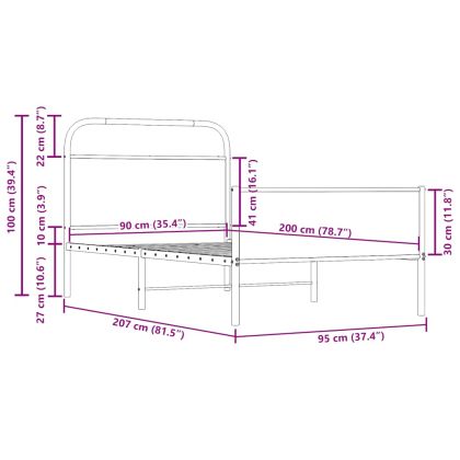 Рамка за легло без матрак 90x200 см дъб сонома инженерно дърво