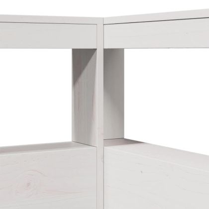 Табла за книги с L-образна, бяла, 100 см, масивно дърво бор