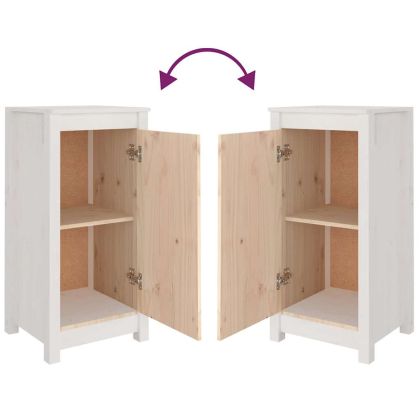 Сайдборди, 2 бр, бели, 39x35x80 см, бор масив