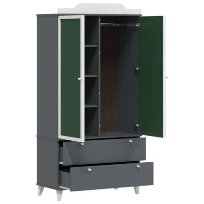 Дъска за записки Гардероб с рафт Сиво и бяло Инженерно дърво