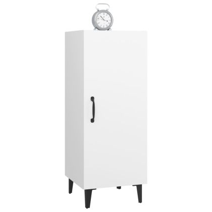 Сайдборд, бял, 34,5x34x90 см, инженерно дърво