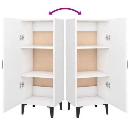 Сайдборд, бял, 34,5x34x90 см, инженерно дърво