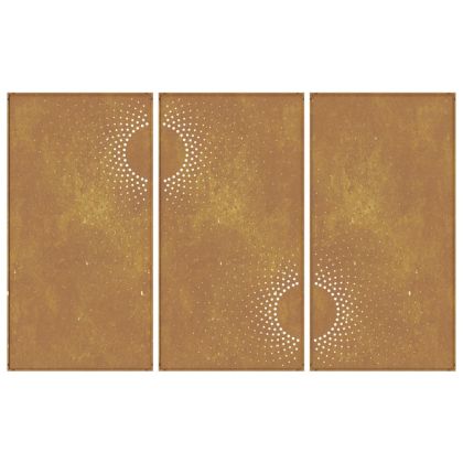 Градински декорации 3 бр 105x55 см стомана кортен дизайн слънце