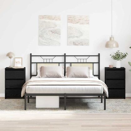 Нощен шкаф 2 pcs Черен дъб 40 x 35 x 62.5 см Инженерно дърво