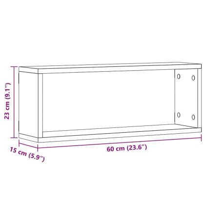 Стенни рафтове 4 pcs Черен дъб 60 x 15 x 23 cm Инженерно дърво