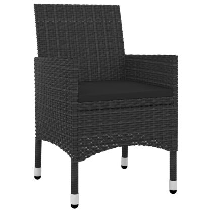 Градински комплект с възглавници 3 части полиратан и стъкло