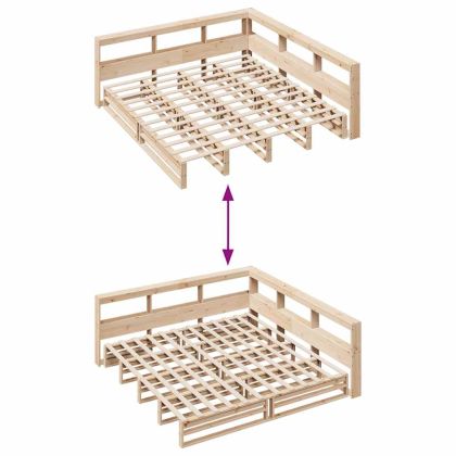 Легло с етажерка за книги, без матрак, 200x200 см, бор масив