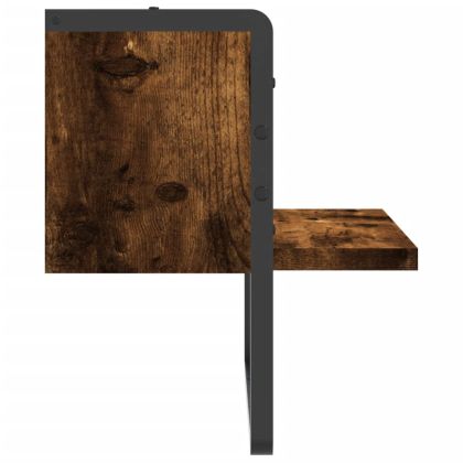 Стенен рафт с шина, опушен дъб, 30x25x30 см