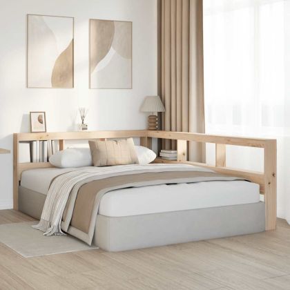 Табла за книги с L-образна, 140 см, масивно дърво бор