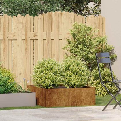 Кашпа, ръждива, 80x80x30 см, патинираща стомана