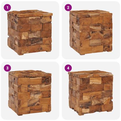 Табуретка за съхранение, тиково дърво масив
