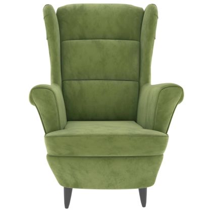 Фотьойл Wingback с табуретка, светлозелено, кадифе